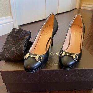 Gucci Black Leather Horsebit Stiletto Pumps
